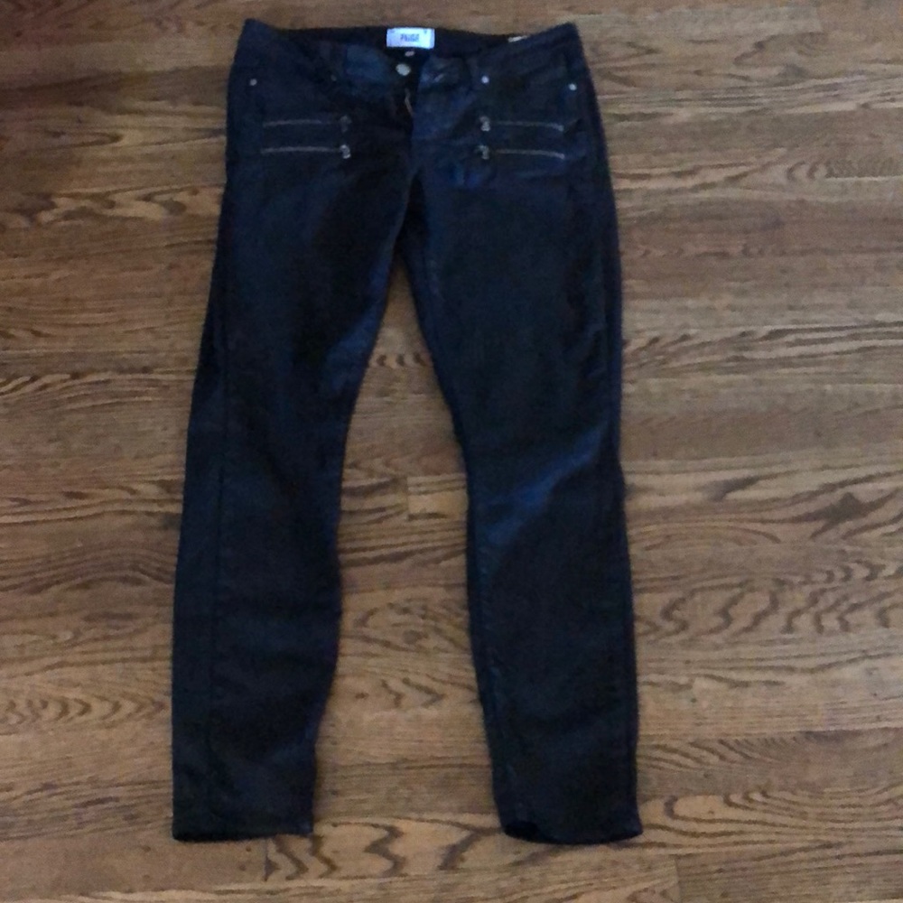 Paige faux leather jeans in black